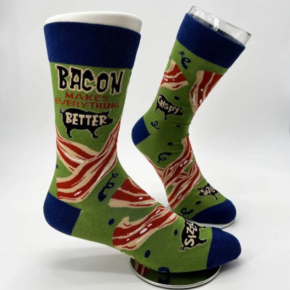 Bacon Makes Everything Better Men's Novelty Crew Socks